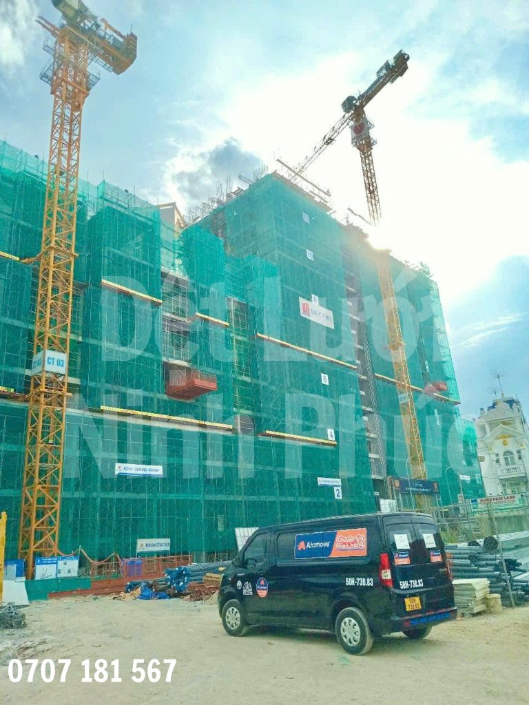 Lưới bao che green 120g tại công trình cao tầng